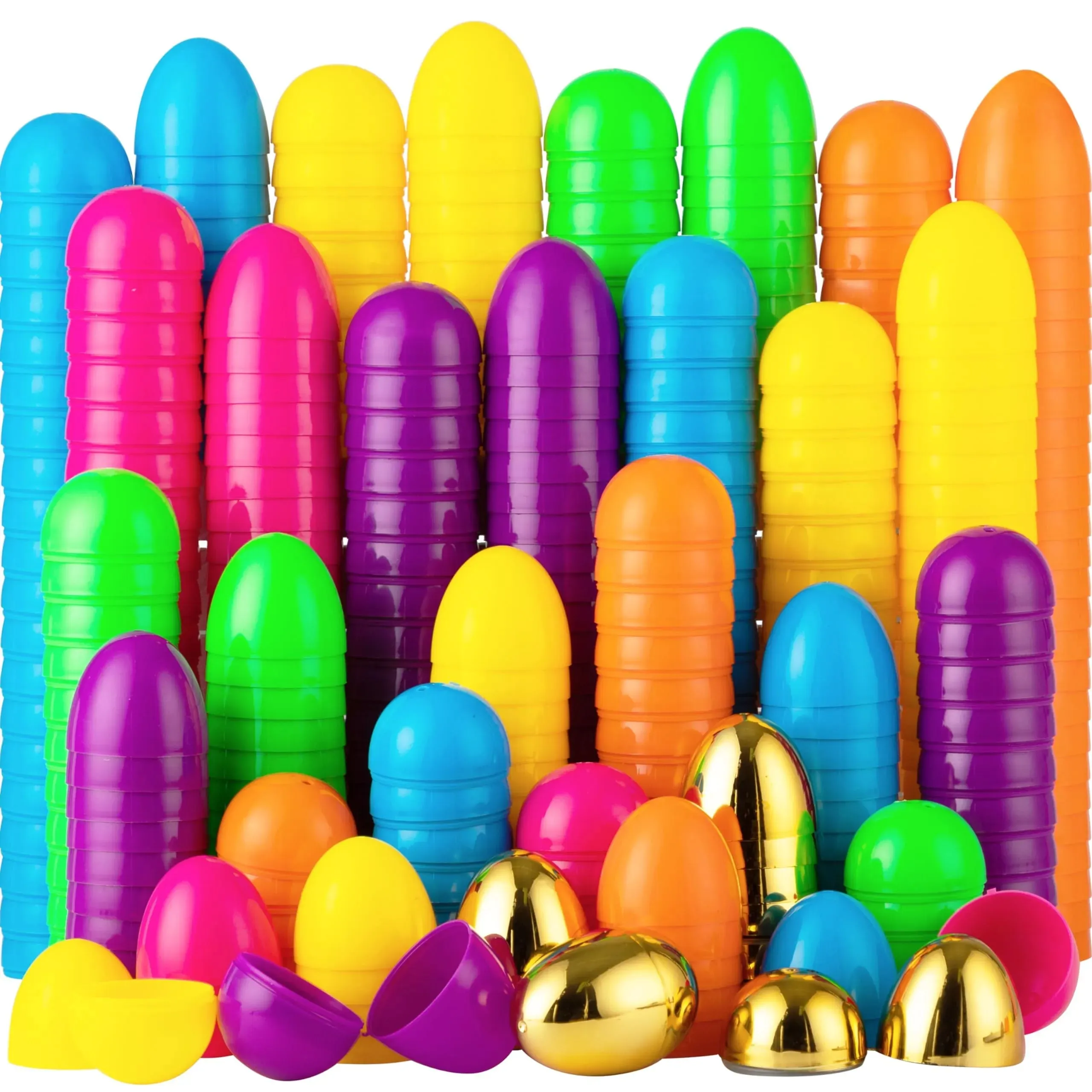 100Pcs Colorful and Golden Easter Egg Shells 2.3in