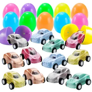 12Pcs Toy Cars Prefilled Easter Eggs 2.25in