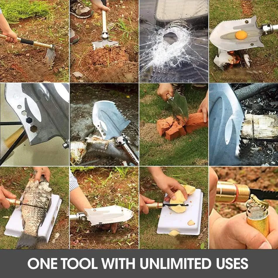 15-in-1 Heavy-Duty Multi-Function Folding Shovel