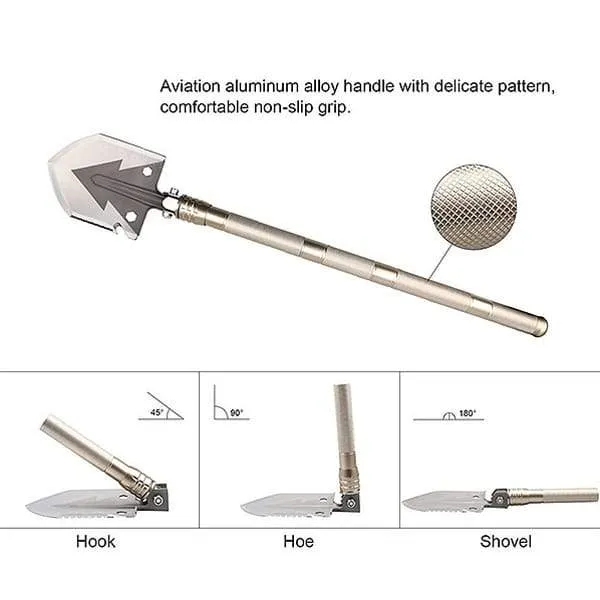 15-in-1 Heavy-Duty Multi-Function Folding Shovel