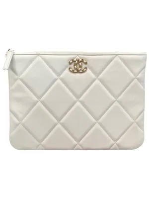 19 Lambskin medium clutch bag white