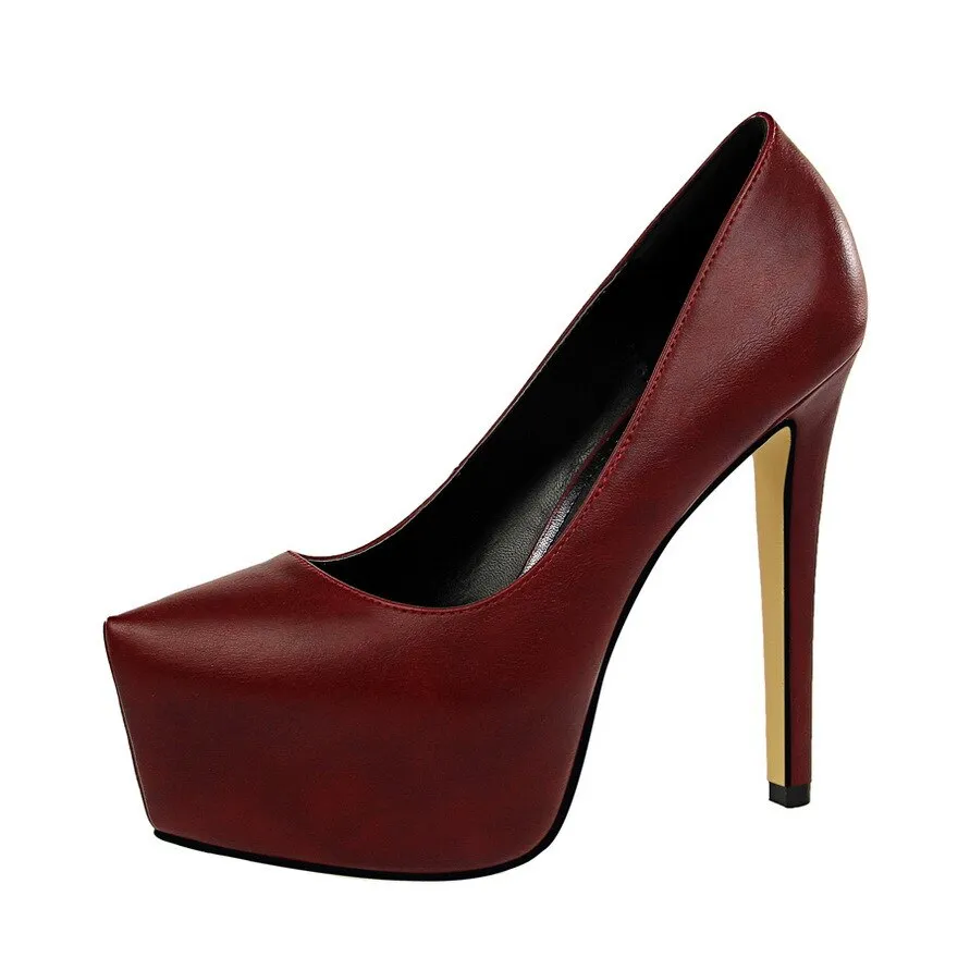 2018 New high heels women pumps 13.5CM thin heel Simple Waterproof platform Sexy Nightclub Pointed Toe sexy prom wedding shoes
