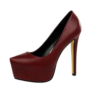 2018 New high heels women pumps 13.5CM thin heel Simple Waterproof platform Sexy Nightclub Pointed Toe sexy prom wedding shoes
