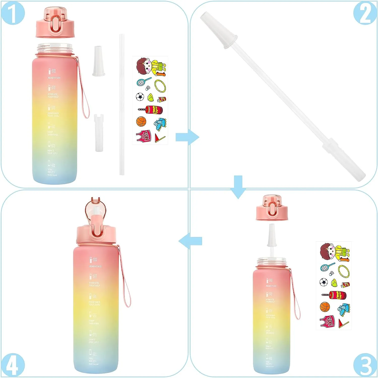 3 In 1 Multi-Color Water Bottle F58-93-1