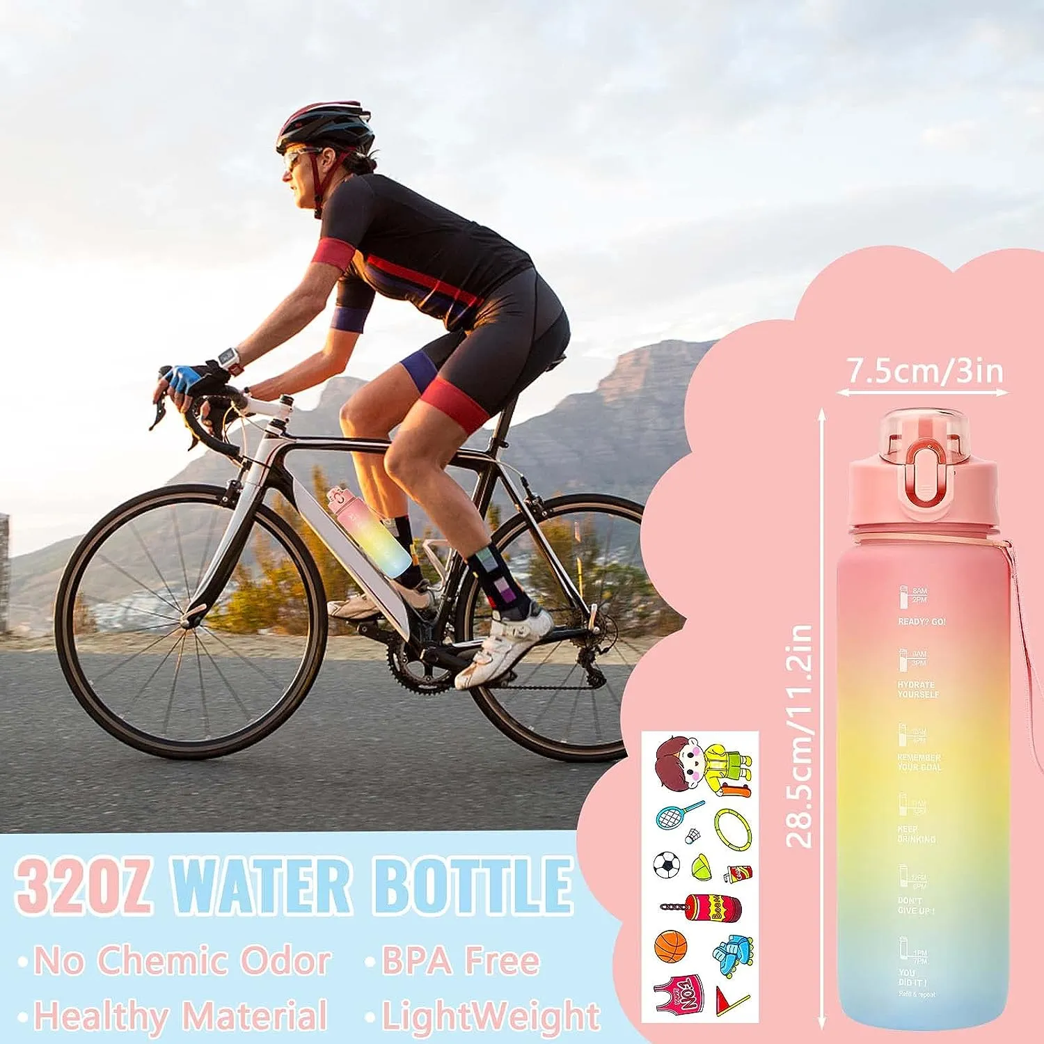 3 In 1 Multi-Color Water Bottle F58-93-1