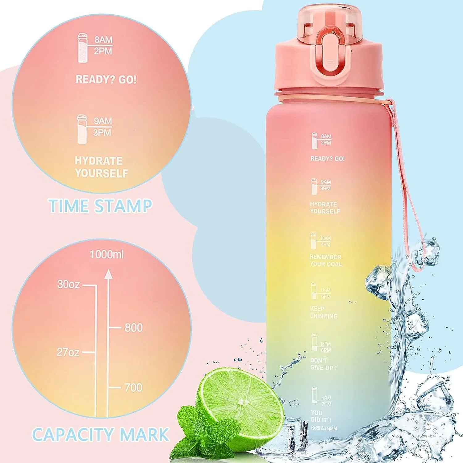 3 In 1 Multi-Color Water Bottle F58-93-1