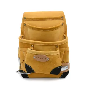 93924 - 10 Pocket Carpenter's Nail & Tool Pouch with Tape Clip in Full Grain Leather | Style n Craft