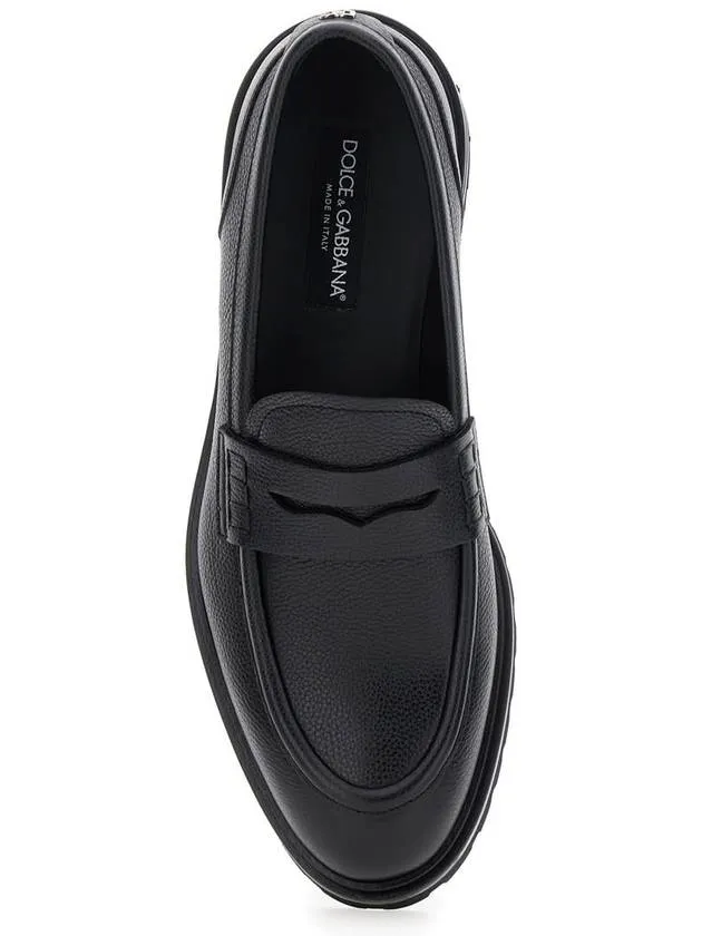 'Altavilla' Black Loafers With Dg Logo On The Heel In Brushed Leather Man