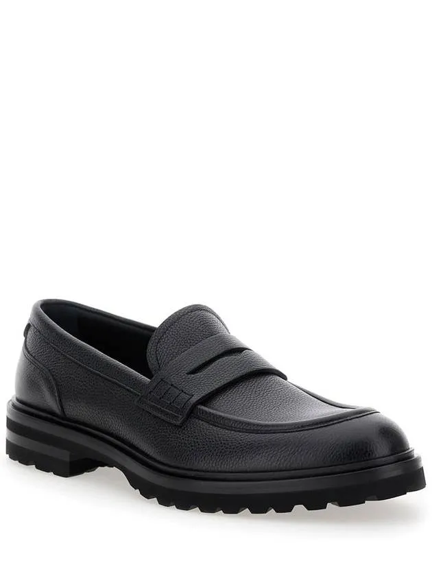 'Altavilla' Black Loafers With Dg Logo On The Heel In Brushed Leather Man