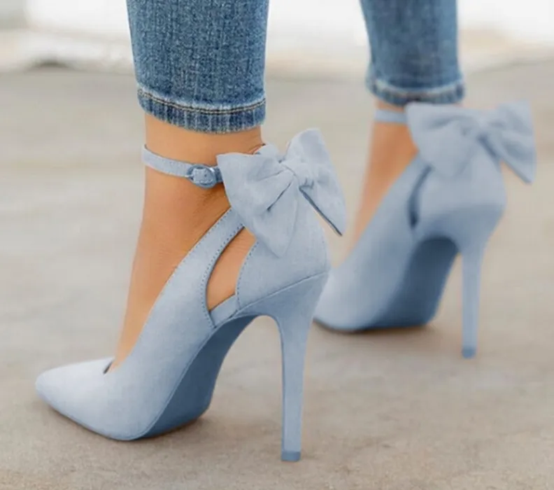 Amozae- SHY Bow Pumps Women High Heels Pointed Toe Stiletto Pumps  Party Woman Black Wedding Shoes Zapatos Mujer
