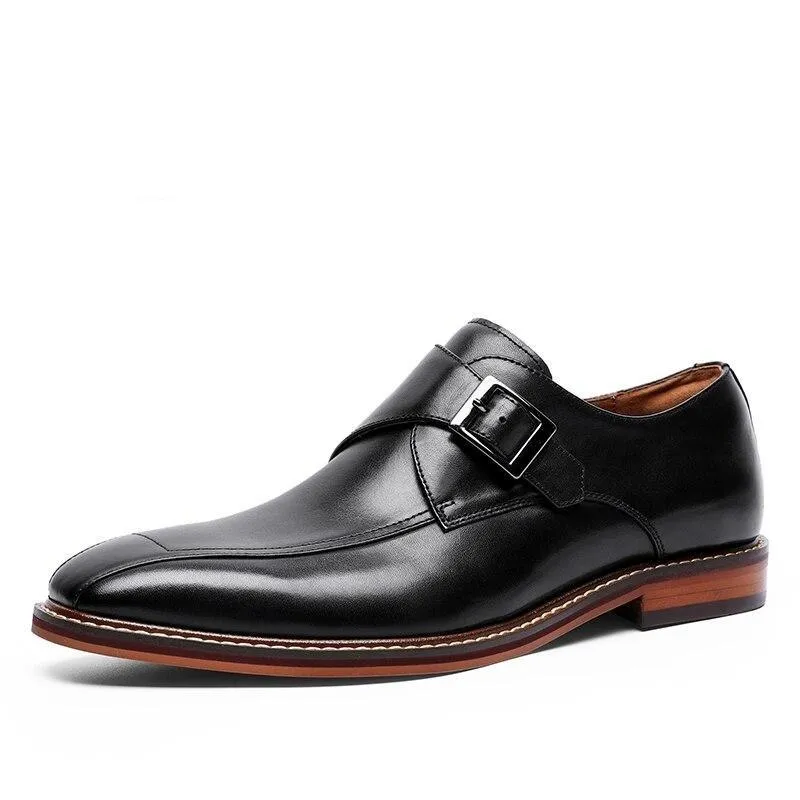 Angelo Ricci™ Elastic Genuine Leather Elegant Shoes With Buckle