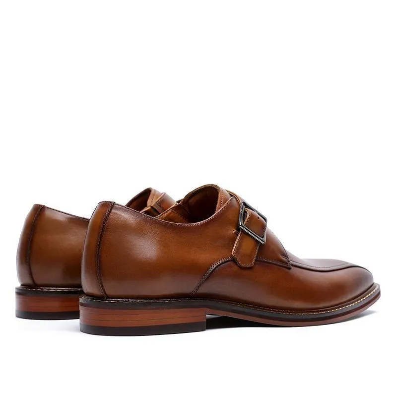 Angelo Ricci™ Elastic Genuine Leather Elegant Shoes With Buckle