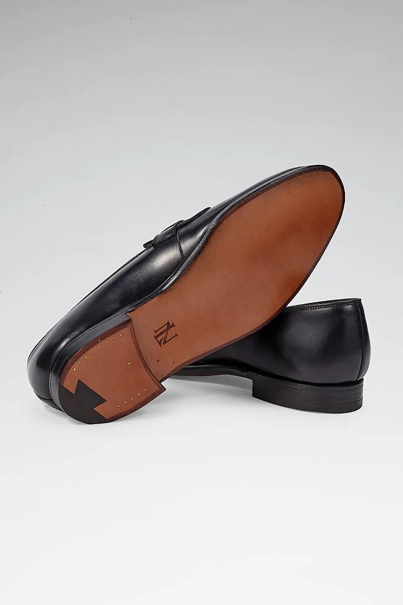Black Calf Leather Butterfly Loafers