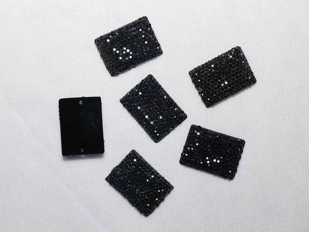 Black Designer Rectangular Plastic Stones - 18x25 mm