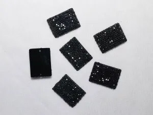 Black Designer Rectangular Plastic Stones - 18x25 mm