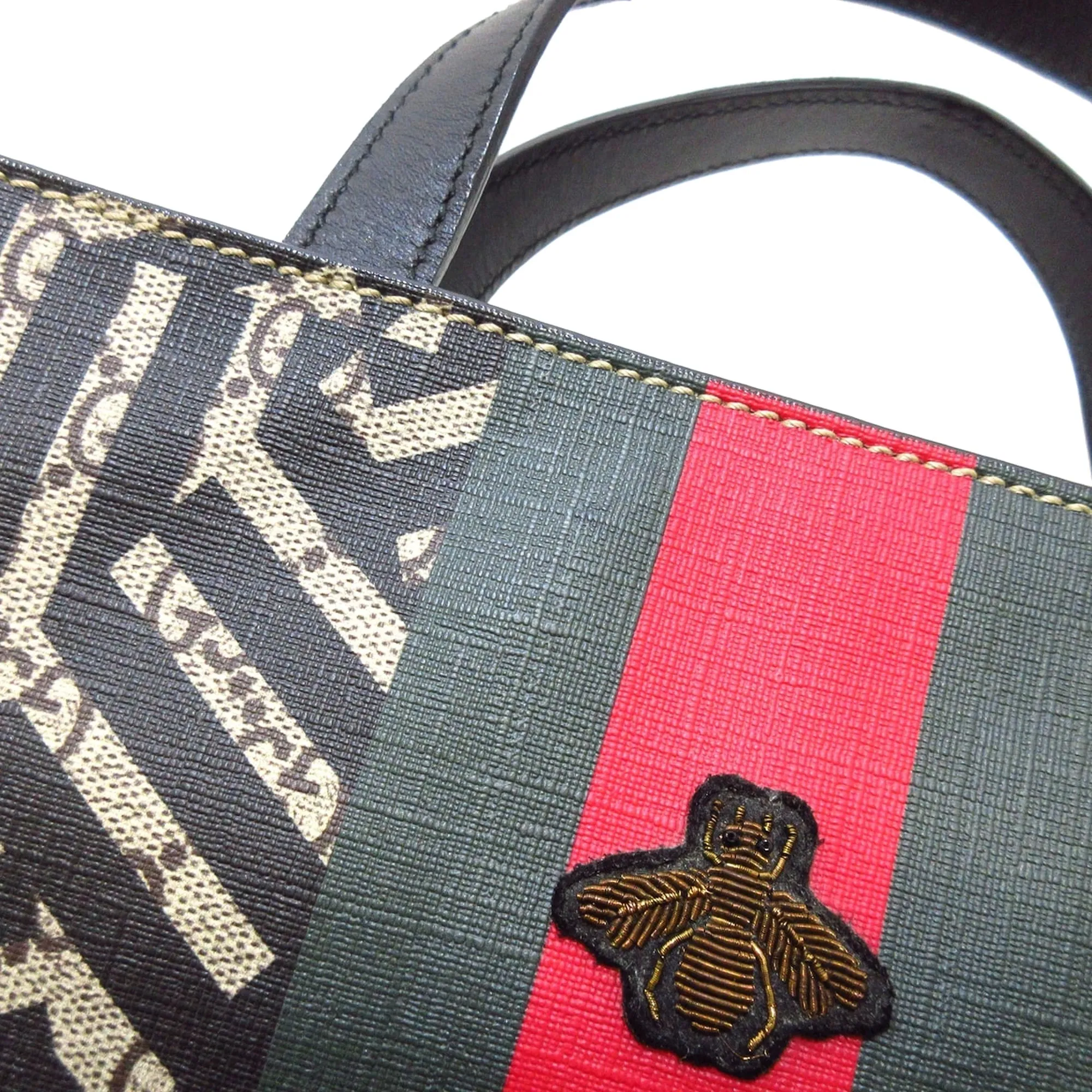 Brown Gucci GG Supreme Caleido Web Tote Satchel