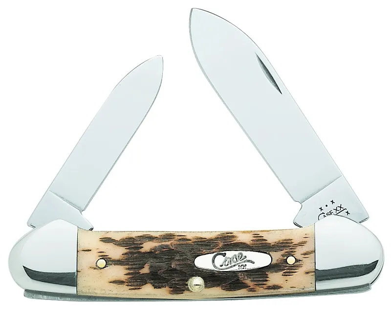 CASE 00263 Folding Pocket Knife, 2.6 in Spear, 1.97 in Pen L Blade, Chrome Vanadium Steel Blade, 2-Blade, Amber Handle :EA: QUANTITY: 1