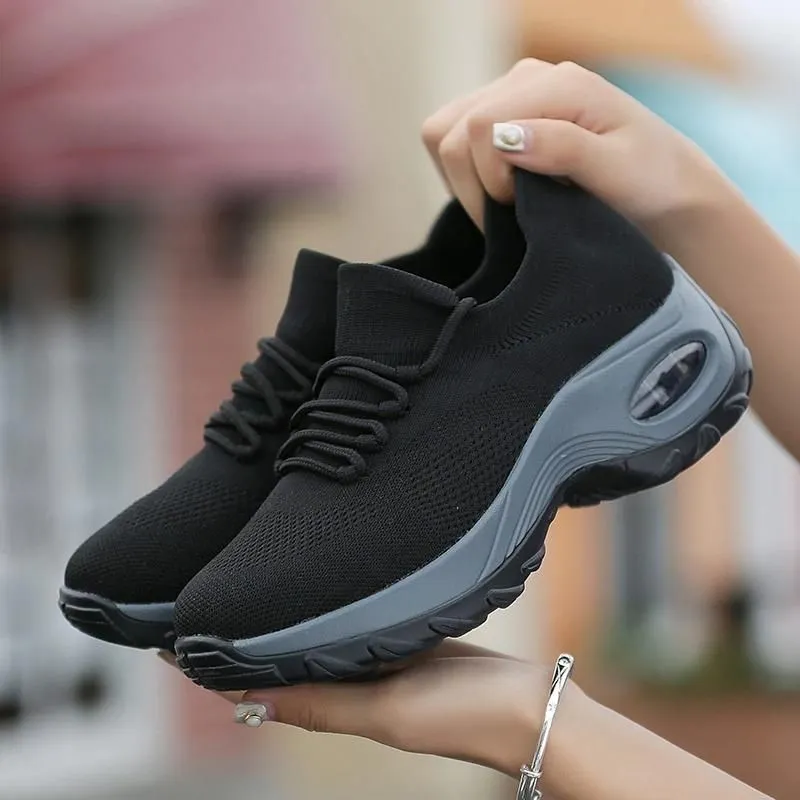 Comelyy Lace Up Walking Running Shoes Platform Sneakers