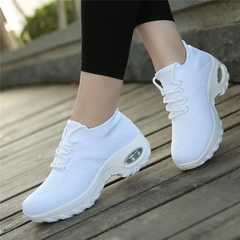 Comelyy Lace Up Walking Running Shoes Platform Sneakers