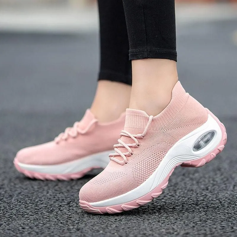 Comelyy Lace Up Walking Running Shoes Platform Sneakers