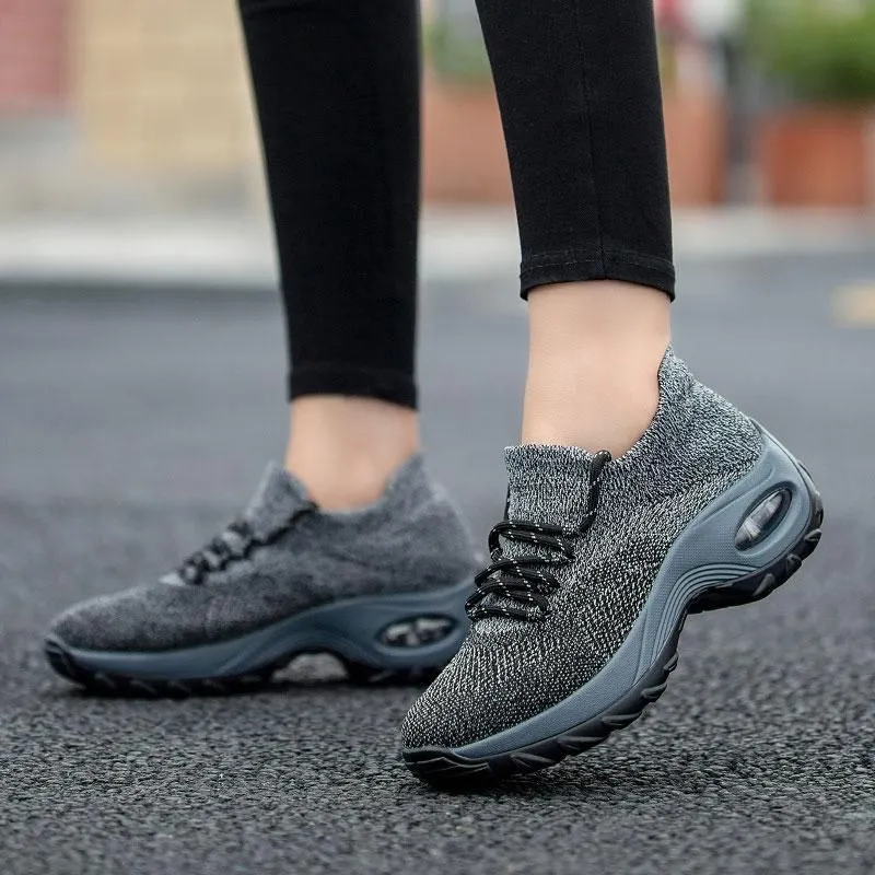 Comelyy Lace Up Walking Running Shoes Platform Sneakers