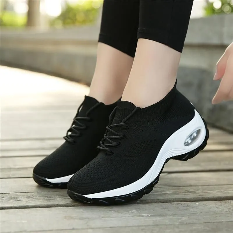 Comelyy Lace Up Walking Running Shoes Platform Sneakers