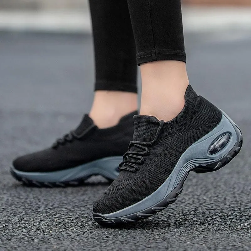 Comelyy Lace Up Walking Running Shoes Platform Sneakers