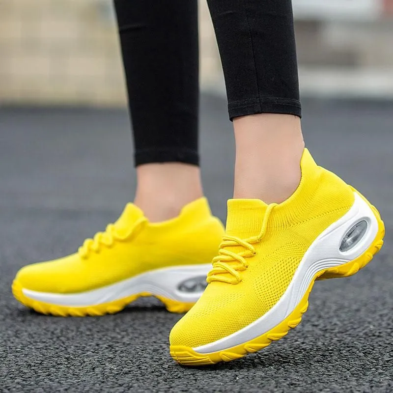 Comelyy Lace Up Walking Running Shoes Platform Sneakers