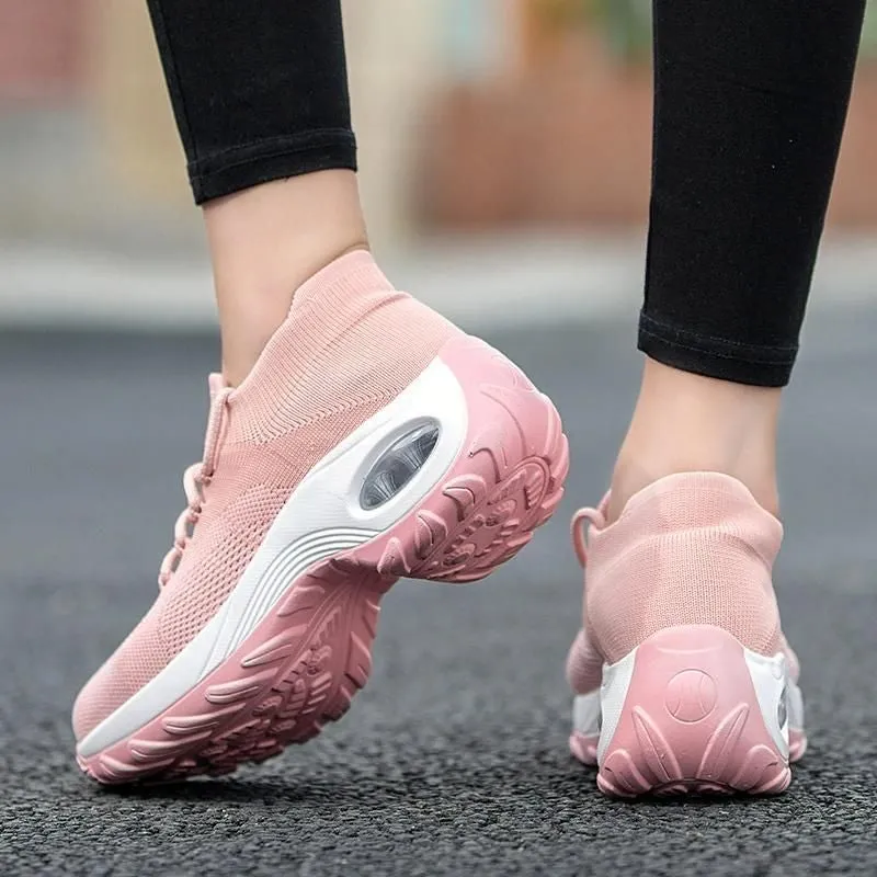 Comelyy Lace Up Walking Running Shoes Platform Sneakers