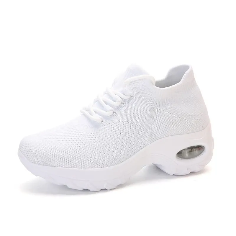 Comelyy Lace Up Walking Running Shoes Platform Sneakers
