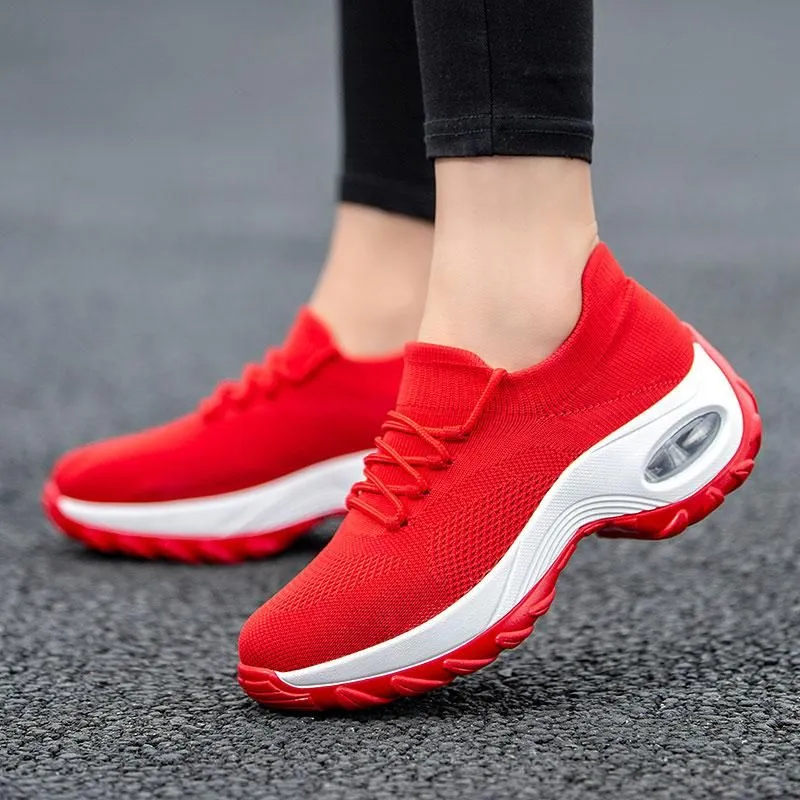 Comelyy Lace Up Walking Running Shoes Platform Sneakers