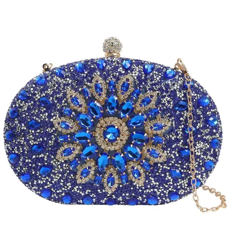 Elegant Rhinestone Flower Decor Evening Clutch Bag