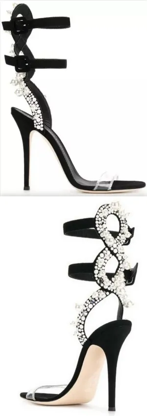 Embellished Double-Strap Sandals