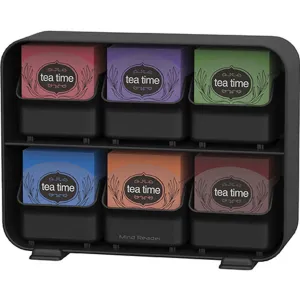 Esselte Tea Bag Organiser 90 Capacity 6 Compartment Upright Stand Black