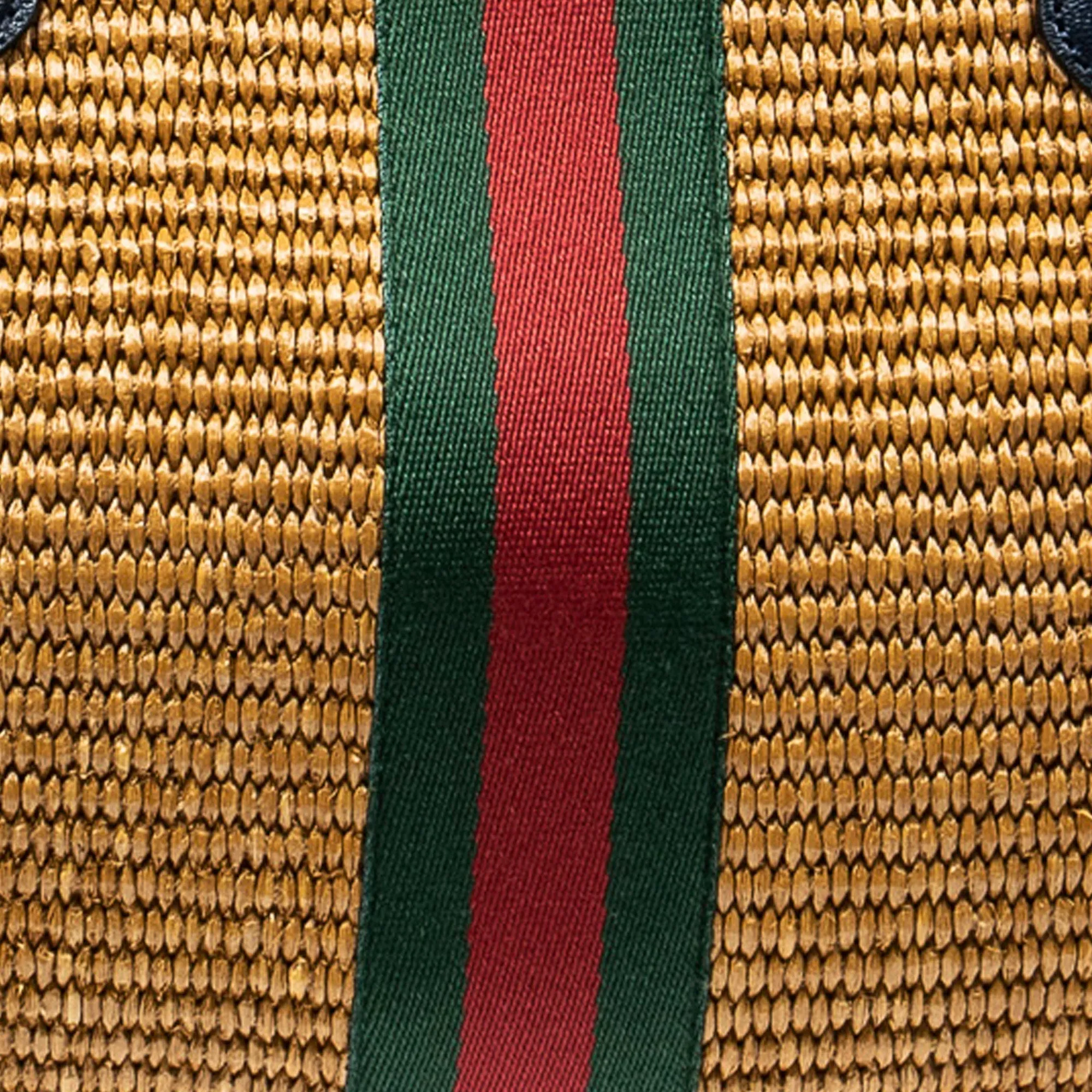 Gold Gucci Medium Raffia Ophidia Tote Bag