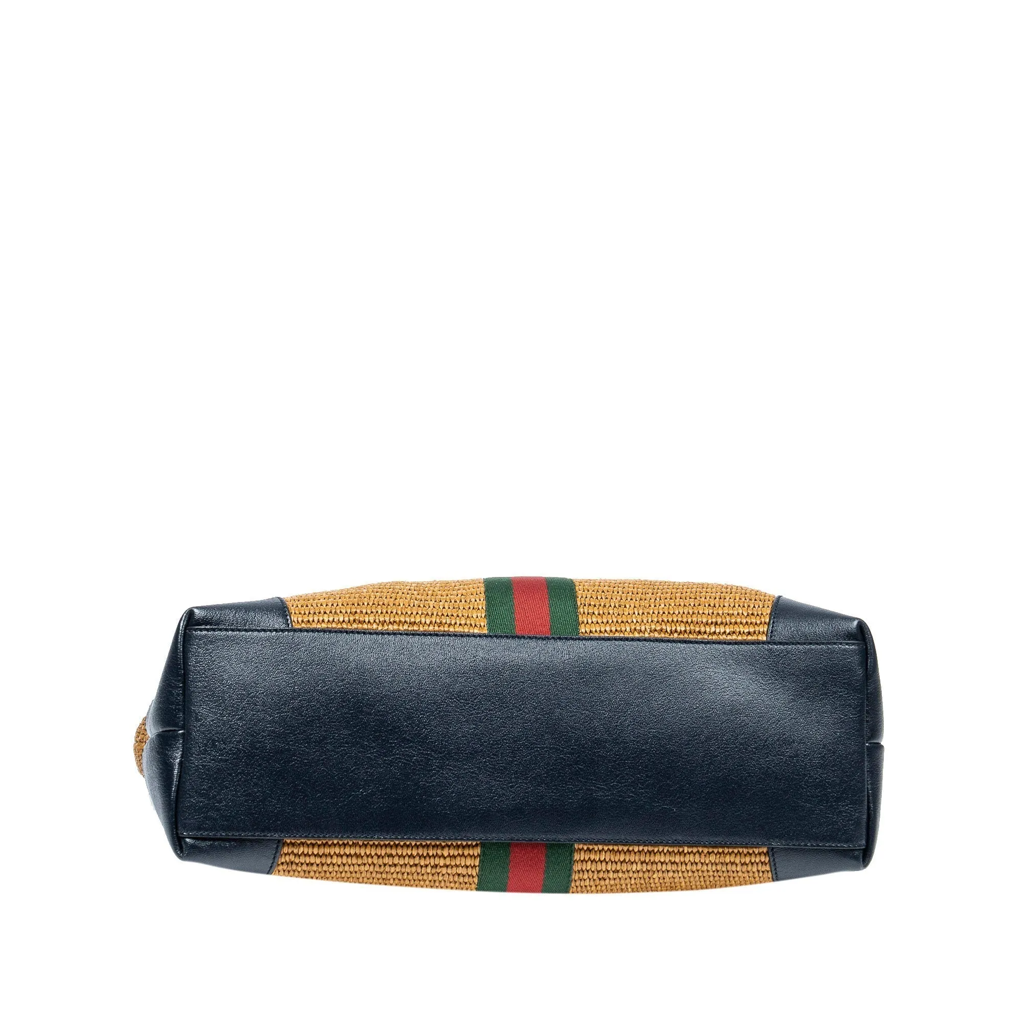Gold Gucci Medium Raffia Ophidia Tote Bag