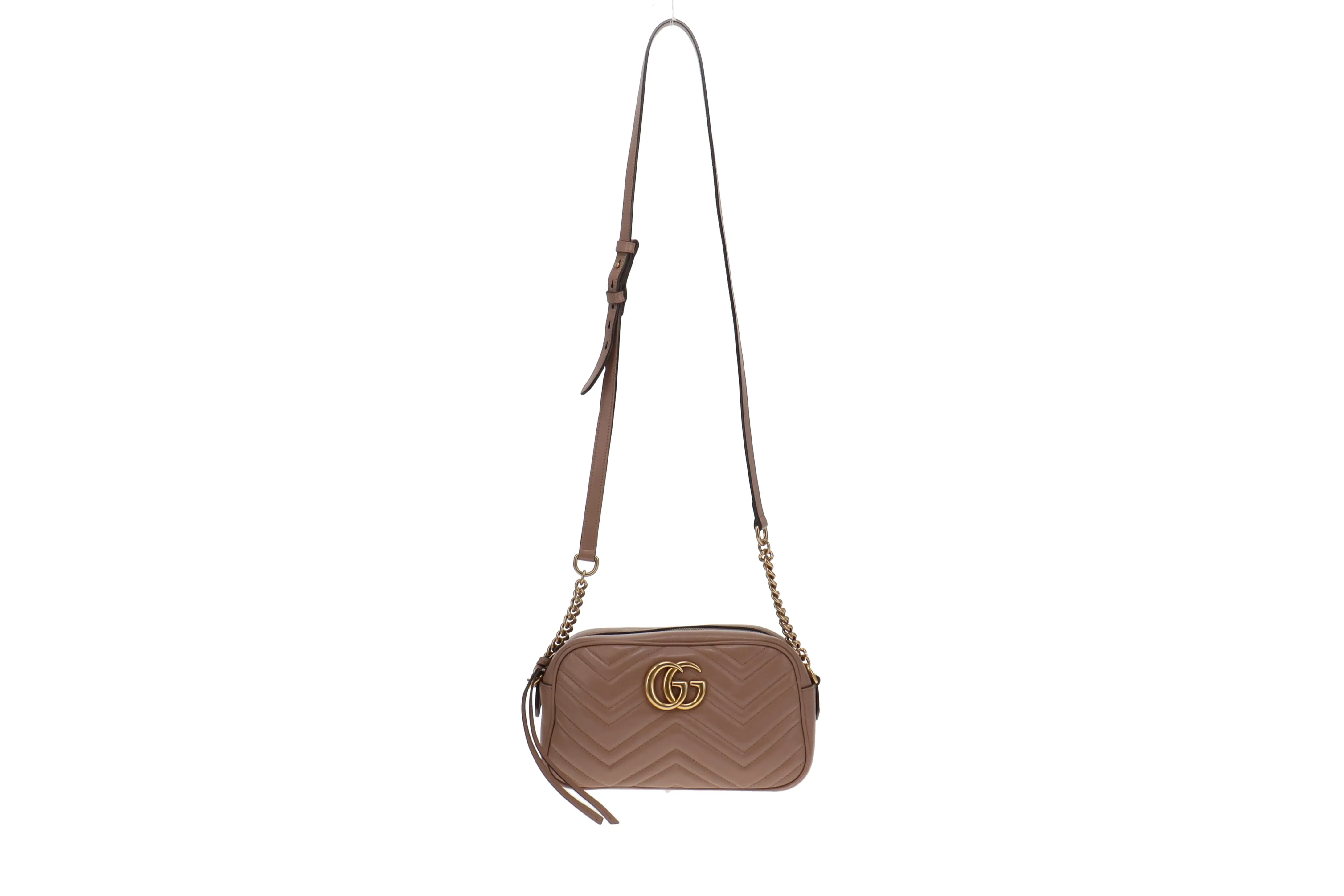 Gucci Dusty Pink Leather Small Marmont Camera Bag