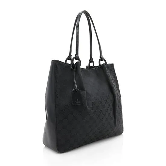 Gucci GG Canvas Leather Ring Large Tote