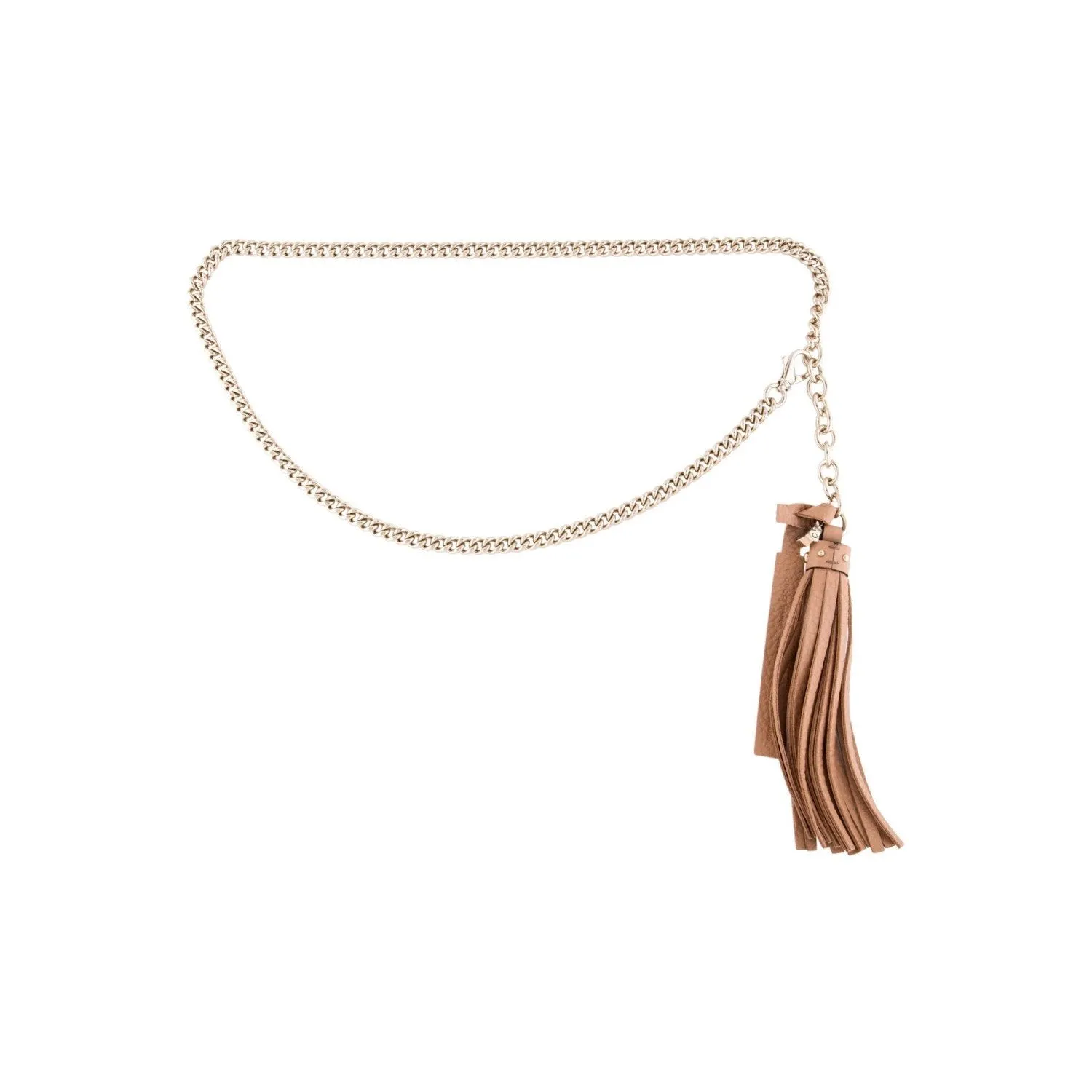 Gucci Leather Tassel GG Gold Chain Camelia Beige Belt Size (32) 388992