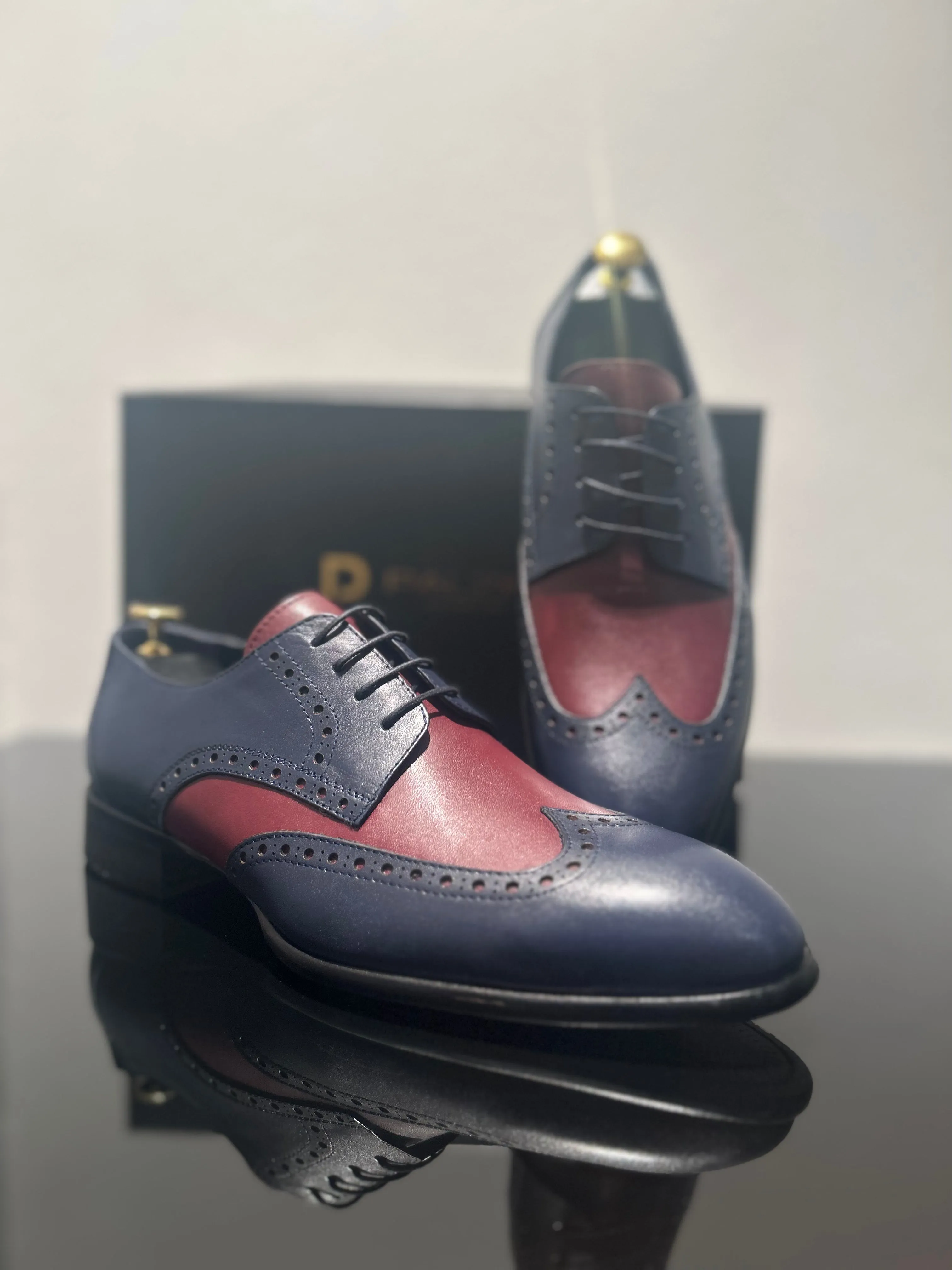 HANDMADE NAVY-MAROON BROGUE