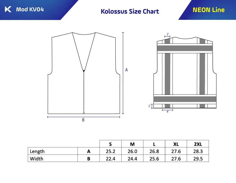 Kolossus Pro High Visibility Safety Vest 9 Pockets Padded Neck