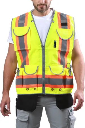 Kolossus Pro High Visibility Safety Vest 9 Pockets Padded Neck