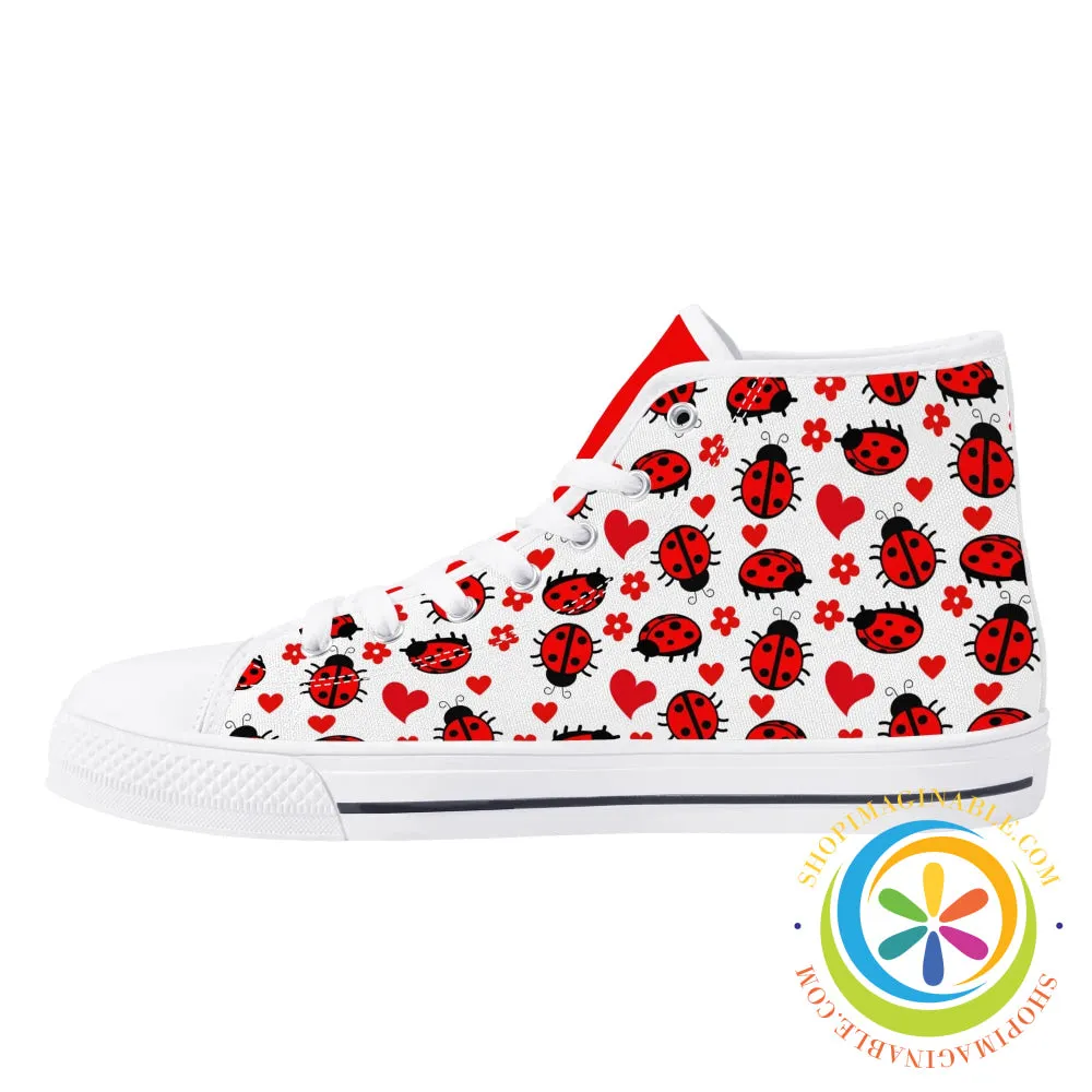 LadyBug Love Ladies High Top Canvas Shoes
