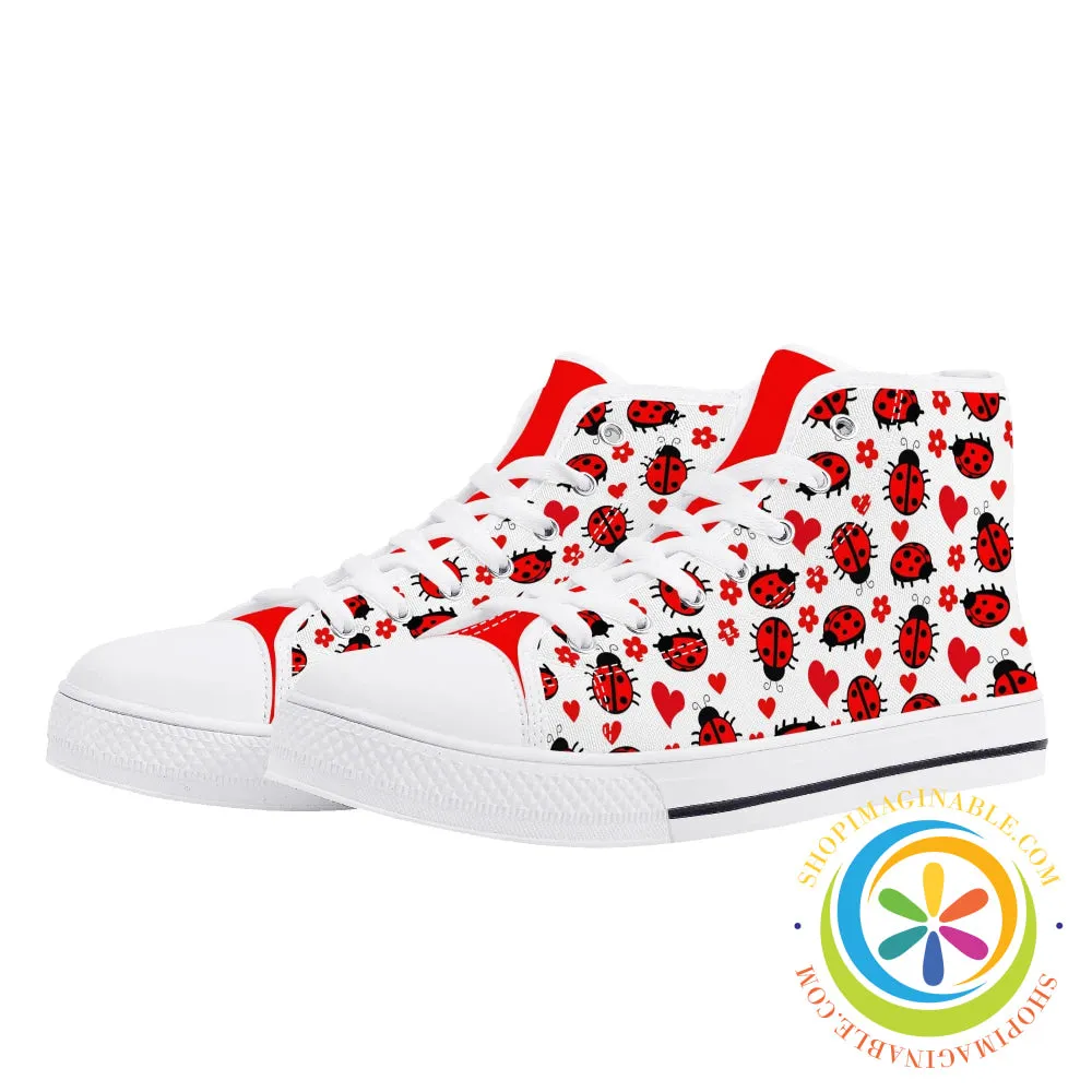 LadyBug Love Ladies High Top Canvas Shoes