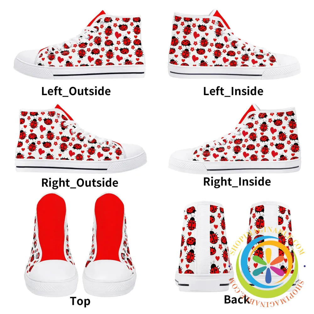 LadyBug Love Ladies High Top Canvas Shoes