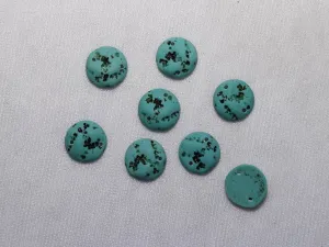 Light Blue Black Textured Designer Circular Plastic Stones - 12 mm