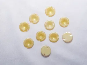 Light Yellow Designer Circular Plastic Stones - 18 mm
