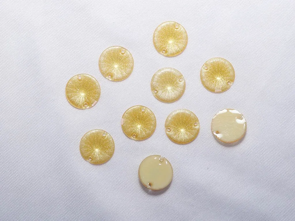 Light Yellow Designer Circular Plastic Stones - 18 mm