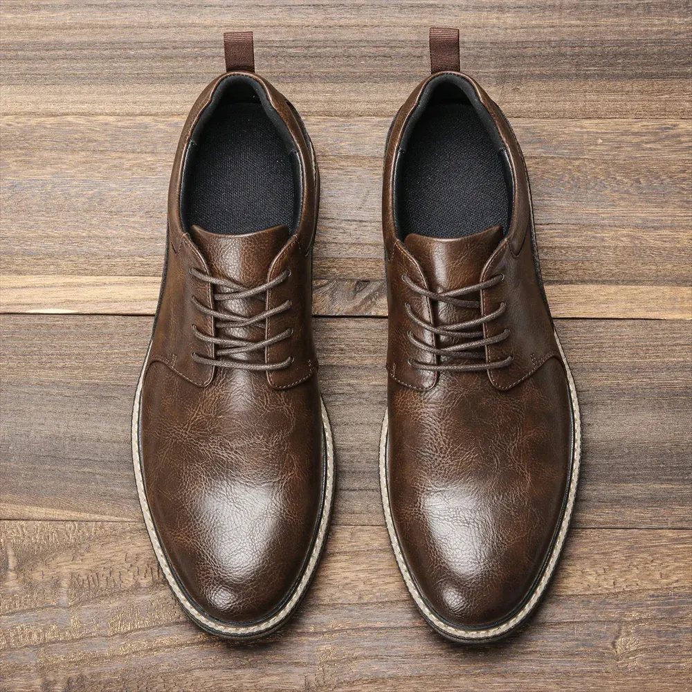 Men's Non-Slip Sole Vegan Leather Shoes with Lace Up | Eco-Friendly Materials for All Seasons