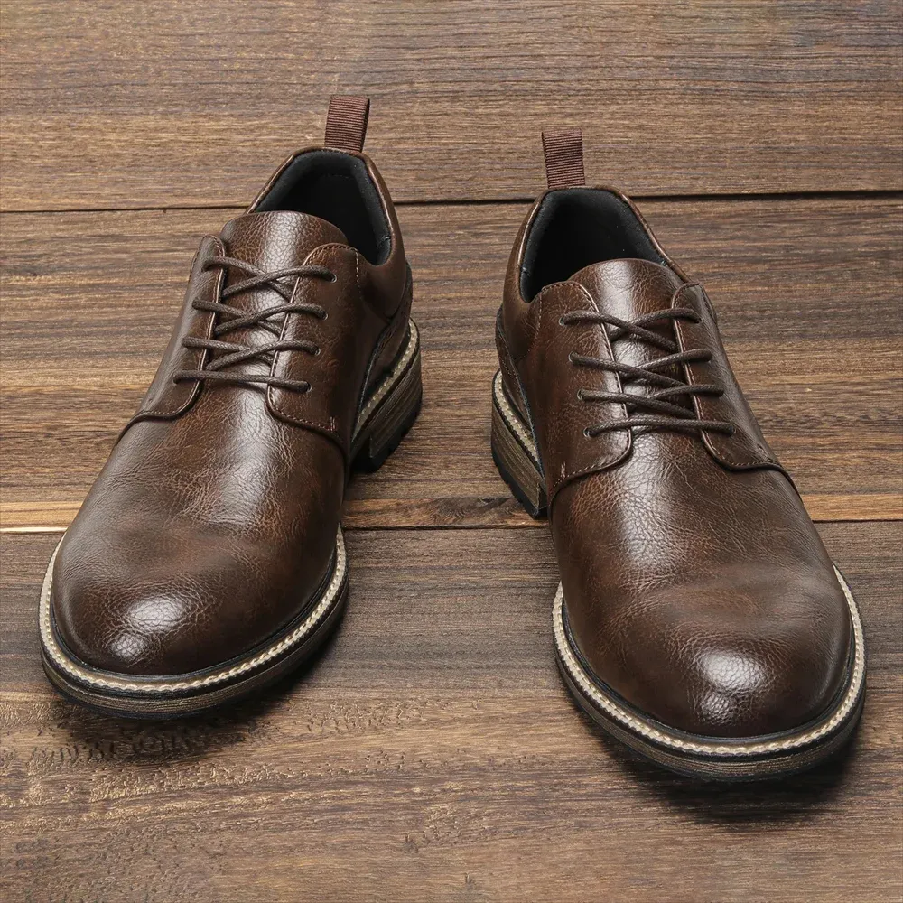 Men's Non-Slip Sole Vegan Leather Shoes with Lace Up | Eco-Friendly Materials for All Seasons